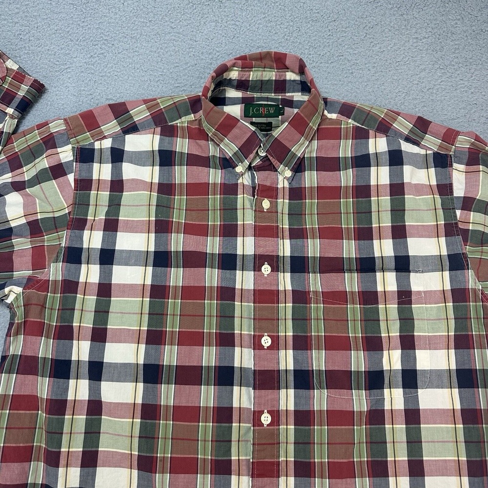 vintage J CREW Shirt Men's Large Plaid Check flannel camp Hong Kong oarsman 90s